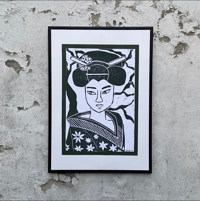 Linoleumstryk mørkegrøn